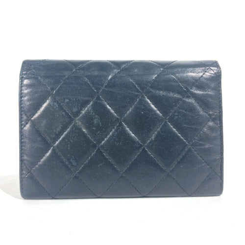 Chanel Black White Leather Bill Wallet (Bi-Fold) (Pre-Owned)