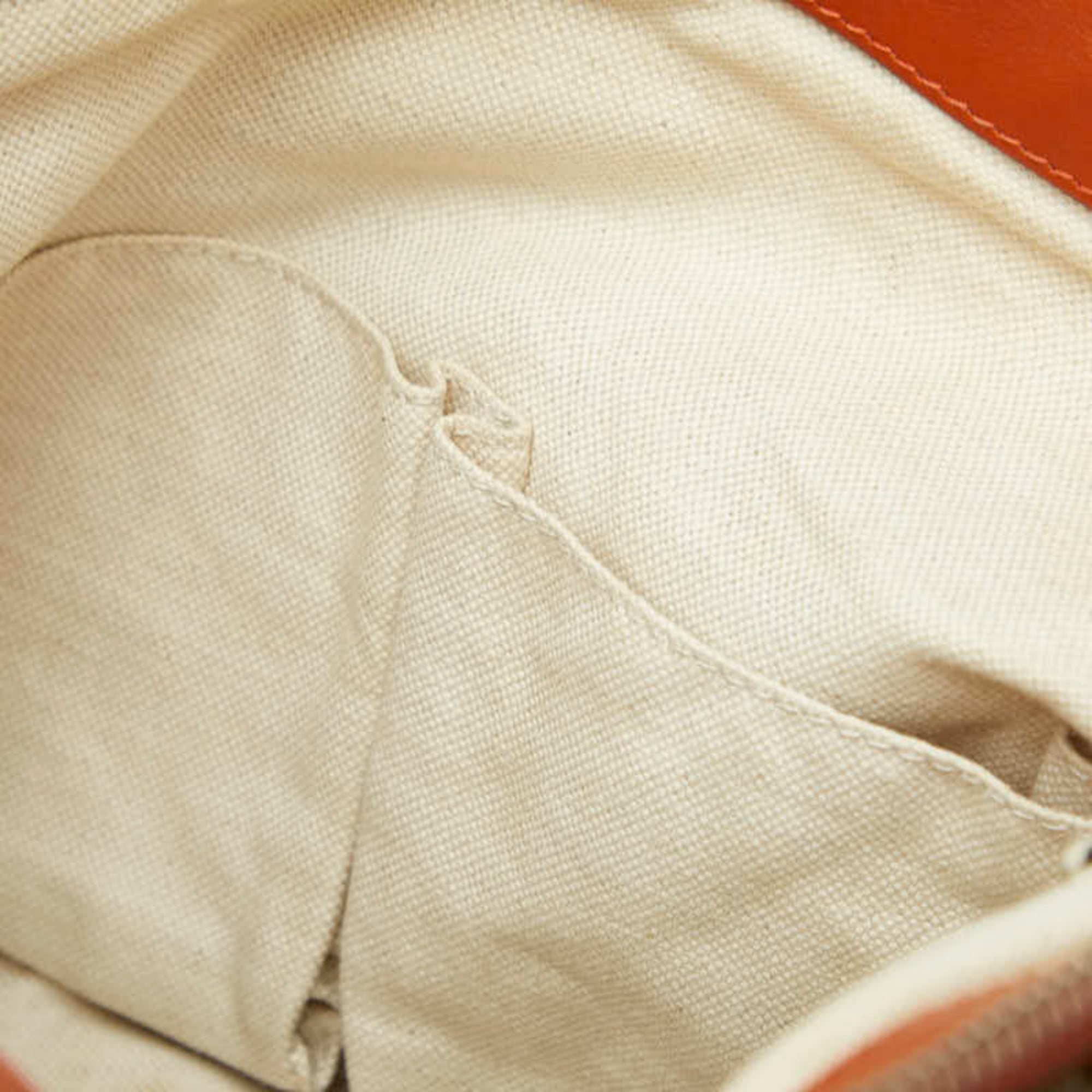 Gucci Beige Orange Canvas Leather Handbag Shoulder Bag (Pre-Owned)