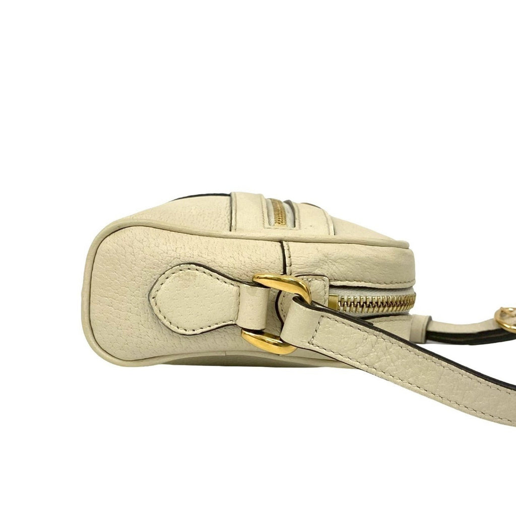 Gucci Navy Red Color White Leather Pochette Shoulder Bag (Pre-Owned)
