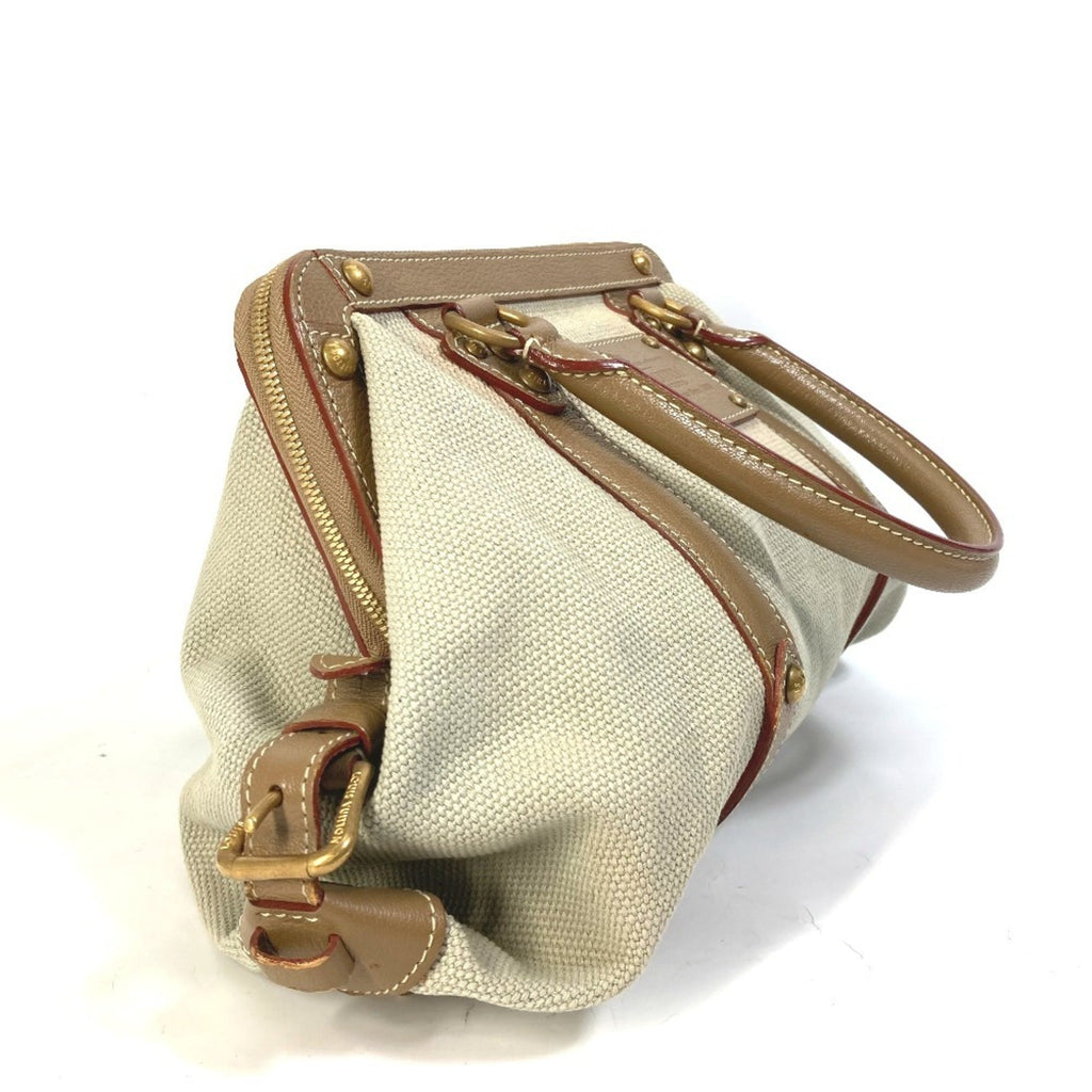 Louis Vuitton Beige Canvas Leather Handbag Shoulder Bag (Pre-Owned)