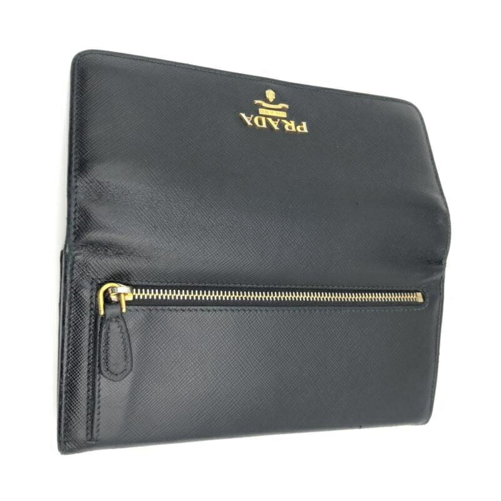 Prada Black Saffiano Long Wallet (Bi-Fold) (Pre-Owned)
