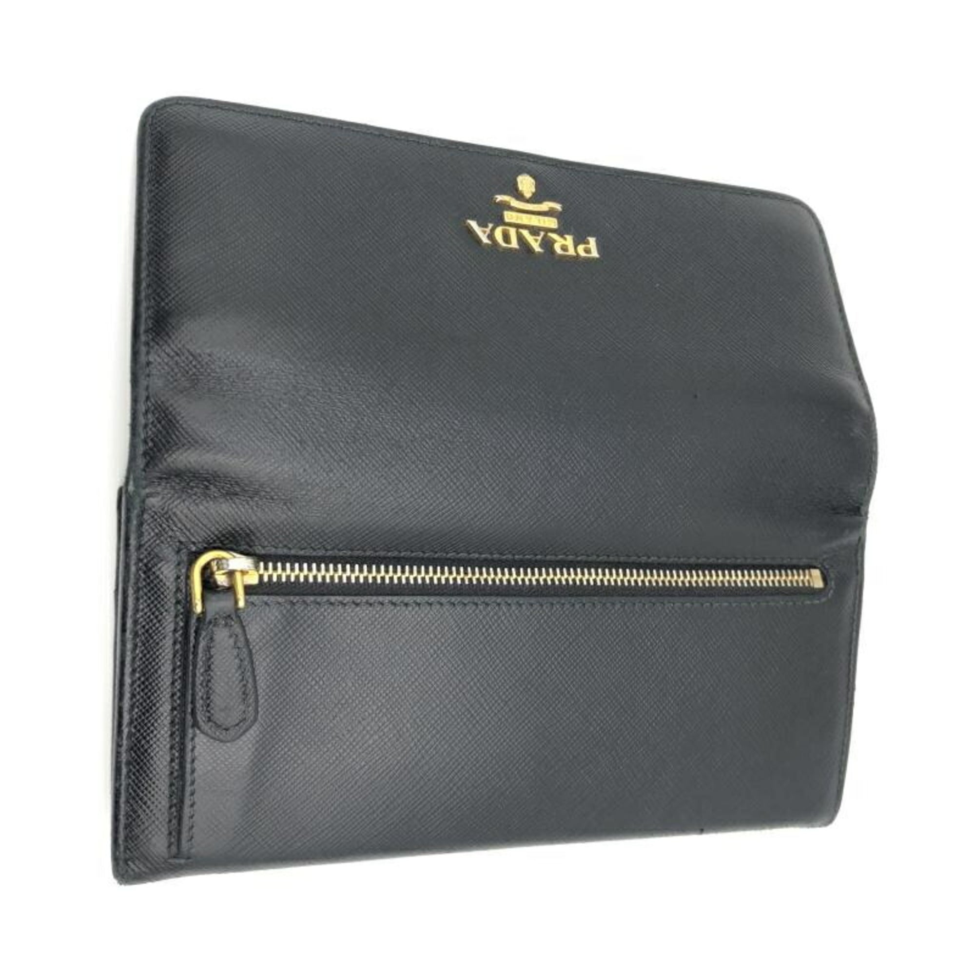 Prada Black Saffiano Long Wallet (Bi-Fold) (Pre-Owned)