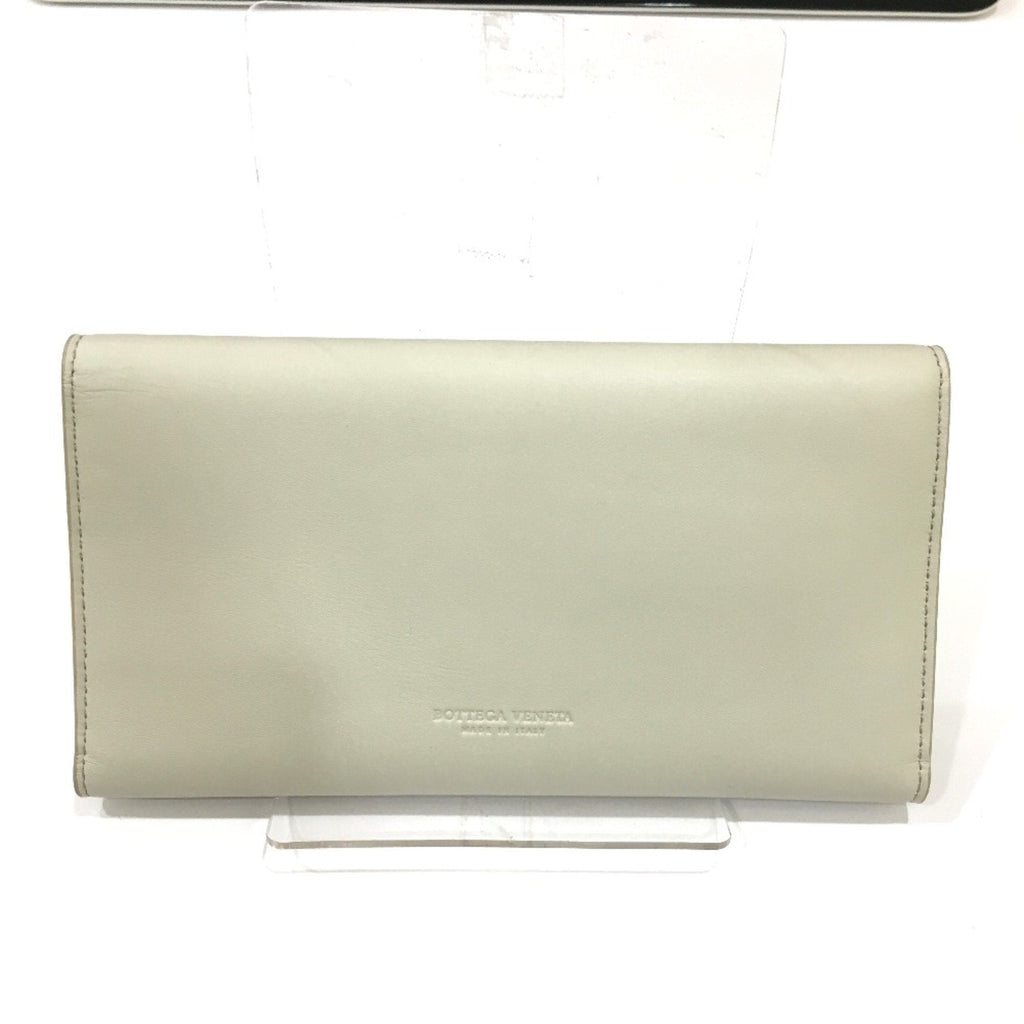 Bottega Veneta White Leather Long Wallet (Bi-Fold) (Pre-Owned)