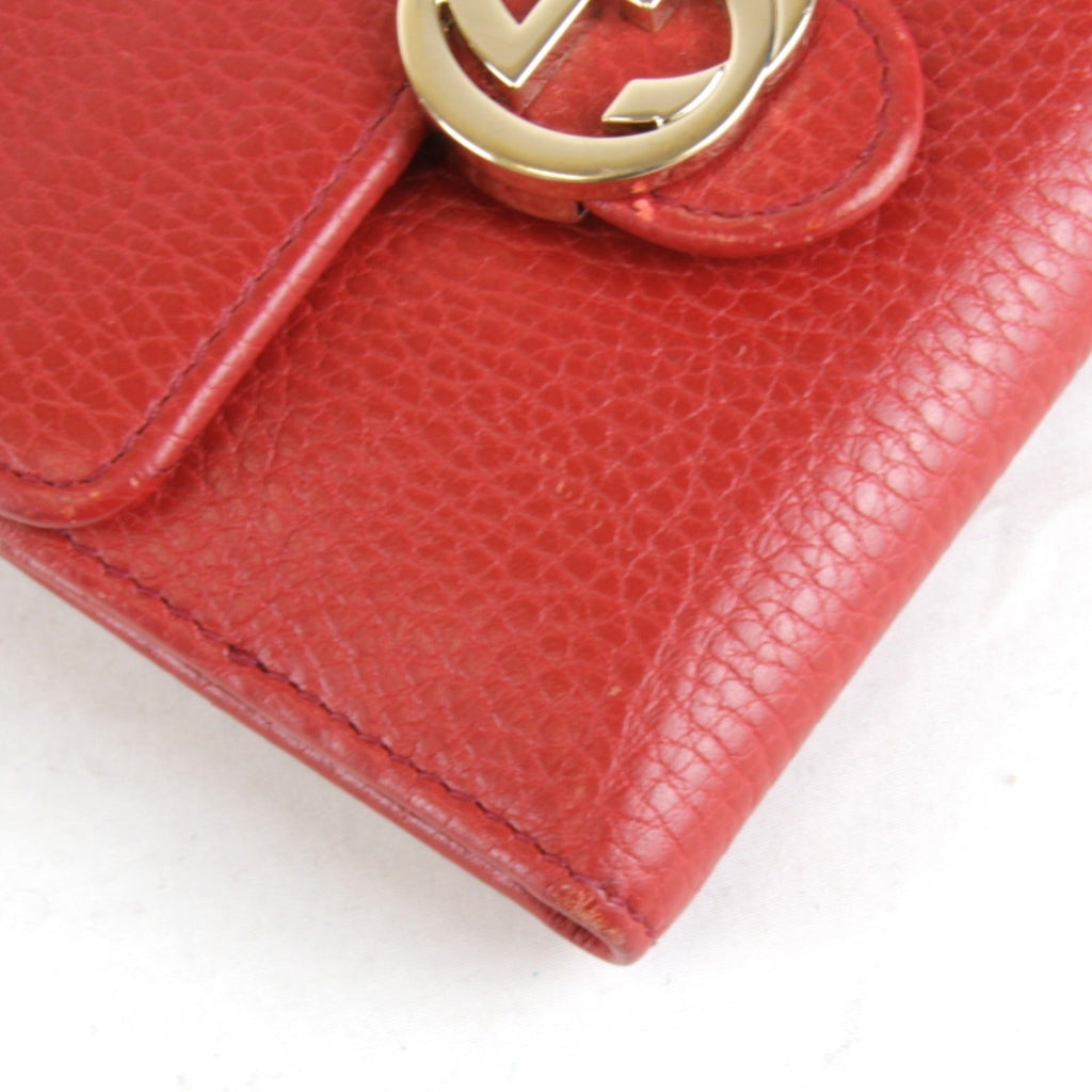 Gucci Red Color Leather Wallet (Bi-Fold) (Pre-Owned)