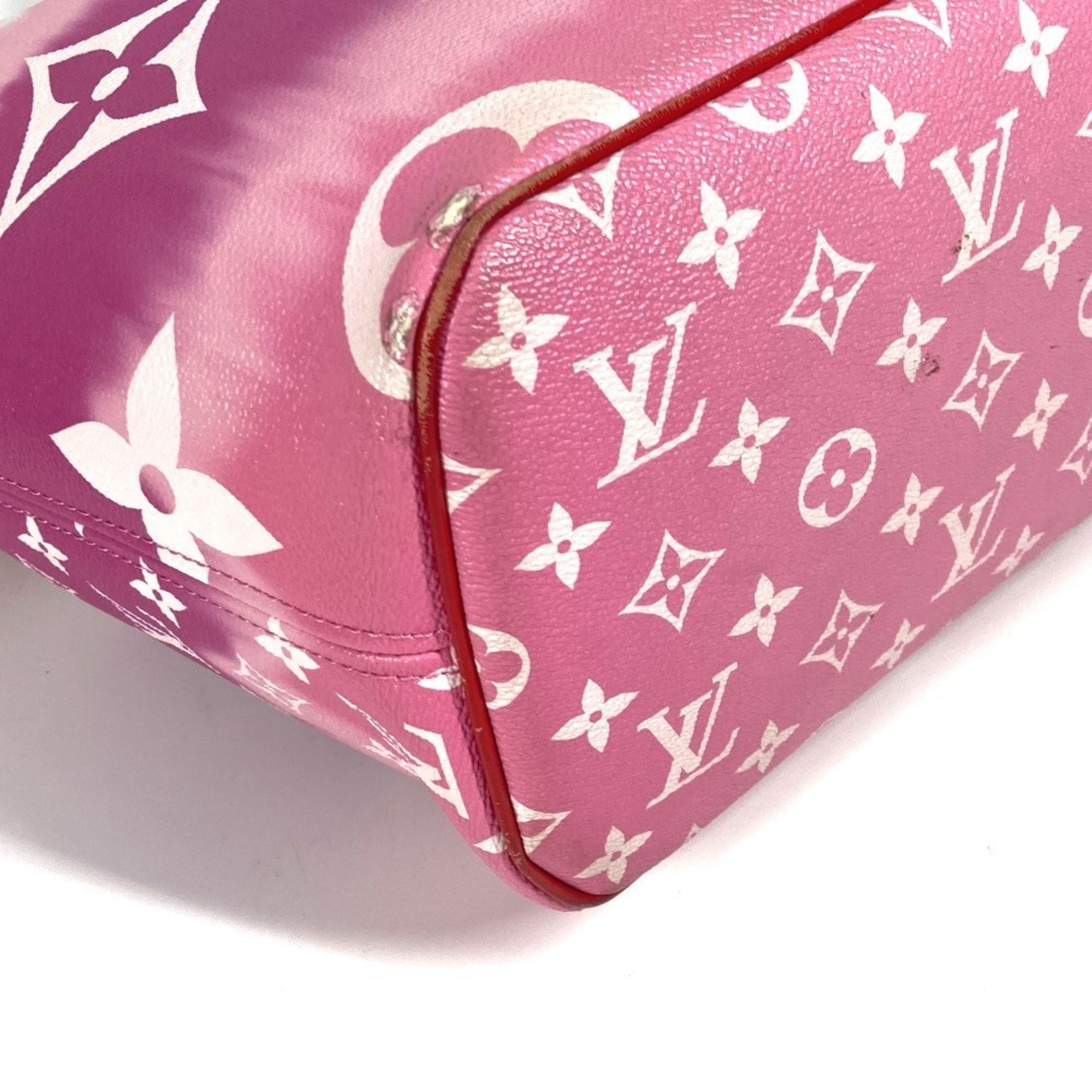 Louis Vuitton Pink Red Color Canvas Shoulder Bag Tote Bag (Pre-Owned)