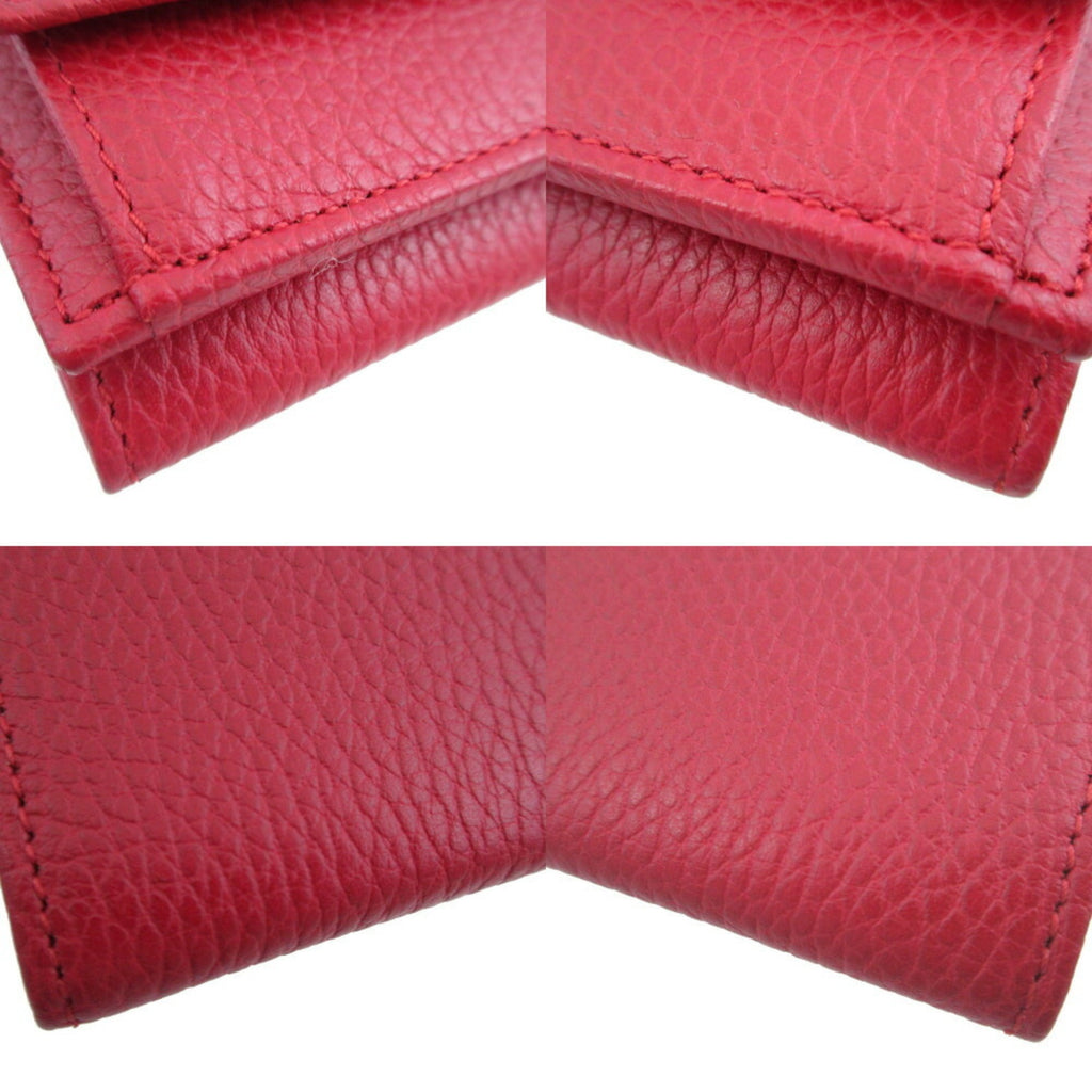 Gucci Red Color Leather Wallet (Tri-Fold) (Pre-Owned)