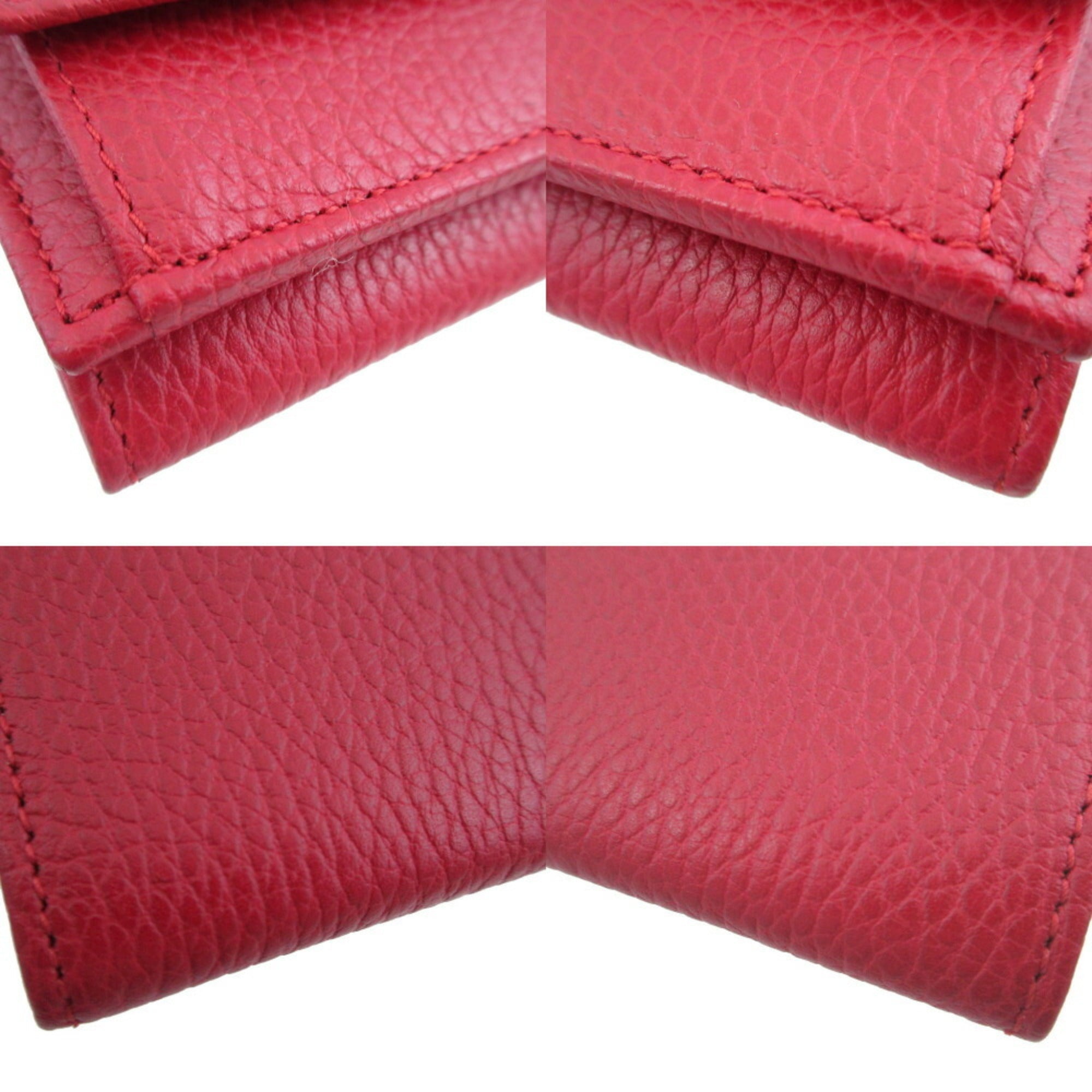 Gucci Red Color Leather Wallet (Tri-Fold) (Pre-Owned)