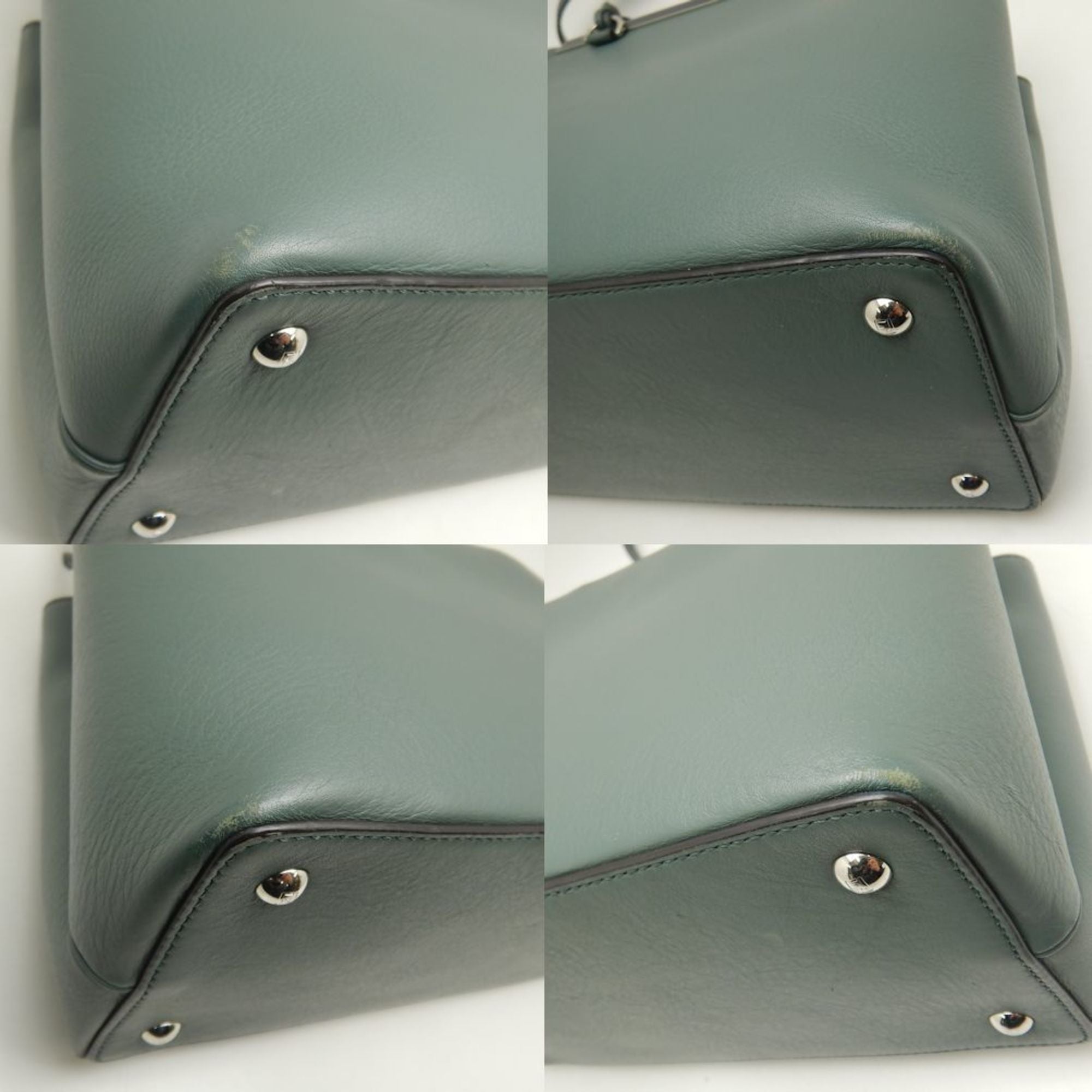 Fendi Khaki Yellow Leather Handbag (Pre-Owned)