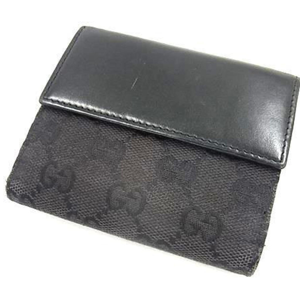 Gucci Black Gg Canvas Leather Wallet (Bi-Fold) (Pre-Owned)