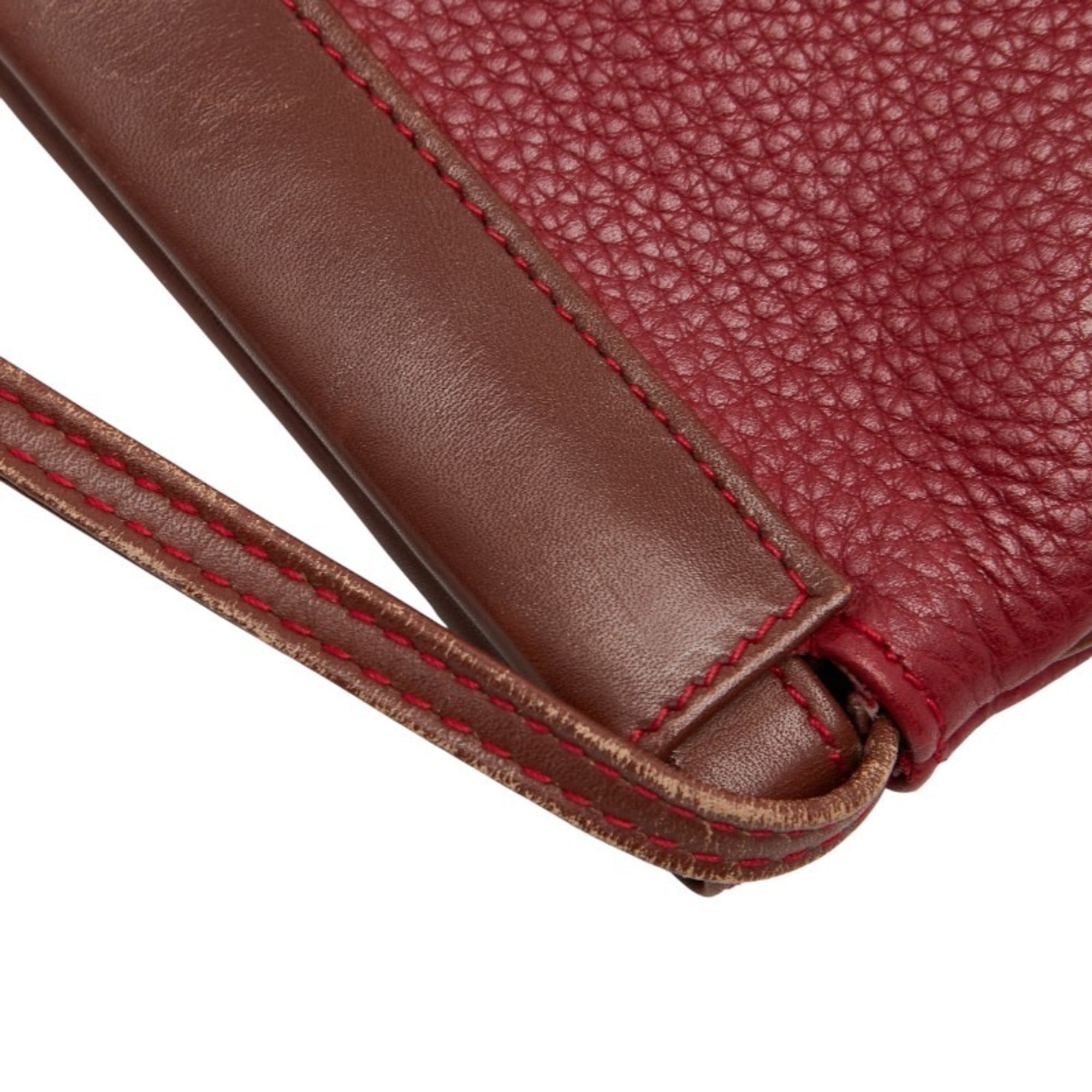 Gucci Red Brown Leather Shoulder Bag (Pre-Owned)