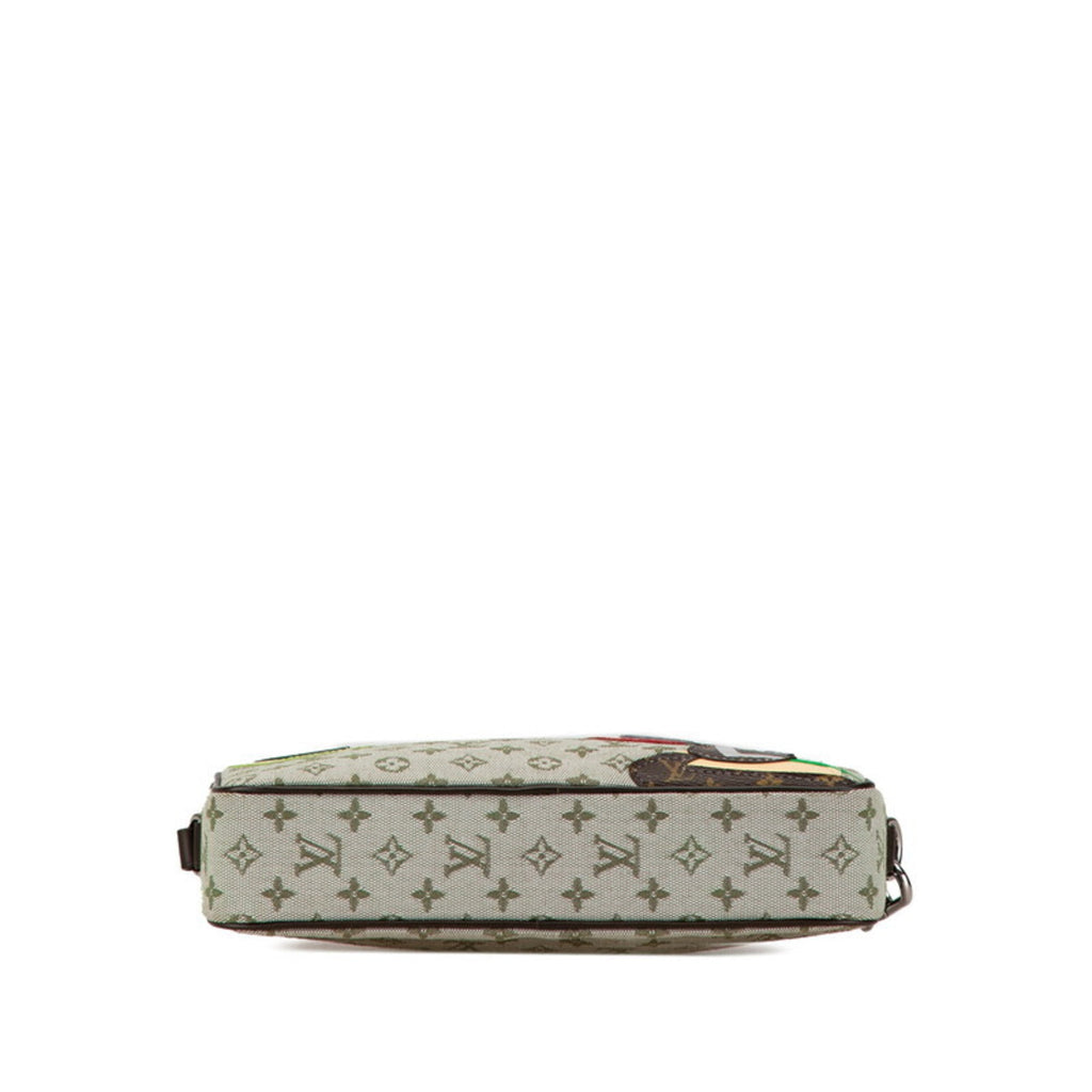 Louis Vuitton Green Khaki Canvas Leather Shoulder Bag (Pre-Owned)