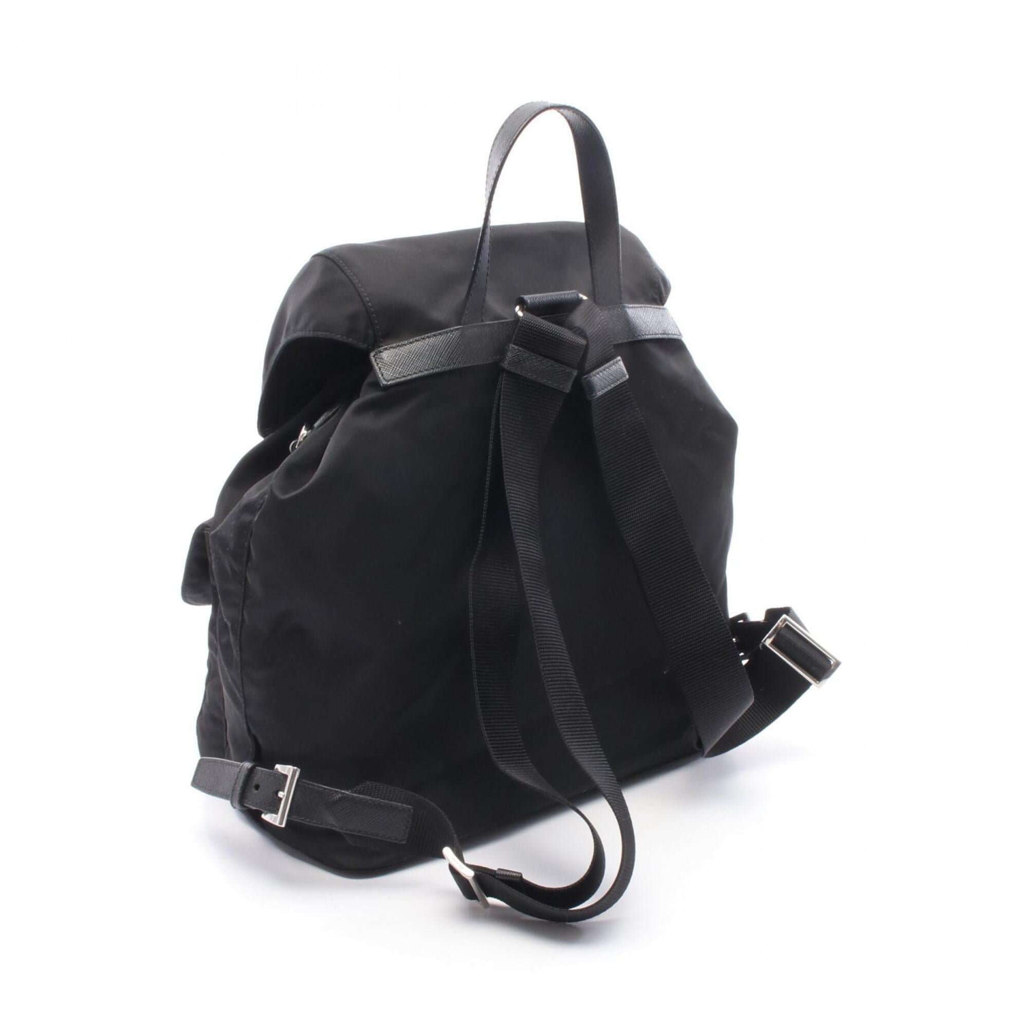 Prada Black Pink White Nylon Leather Backpack Handbag (Pre-Owned)