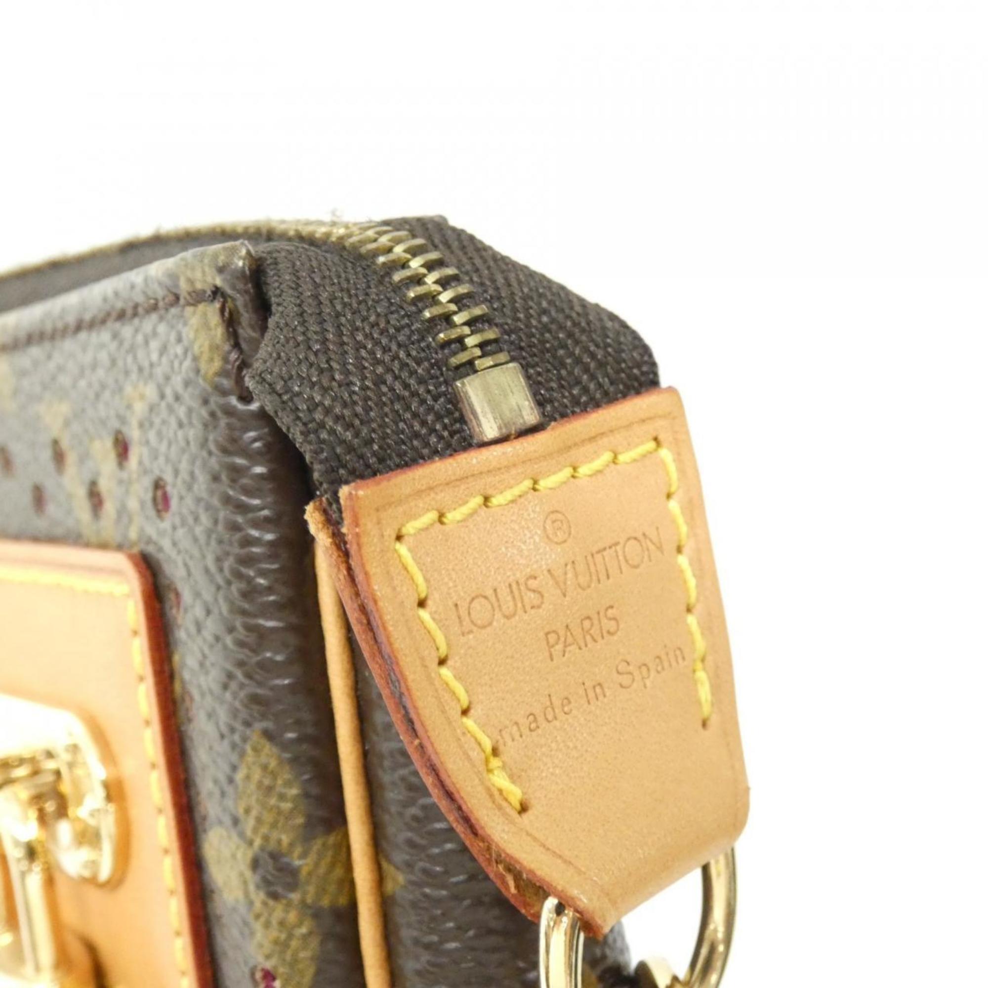 Louis Vuitton Monogram Perfo Fuchsia Marron Coated Canvas Pochette Pouch (Pre-Owned)