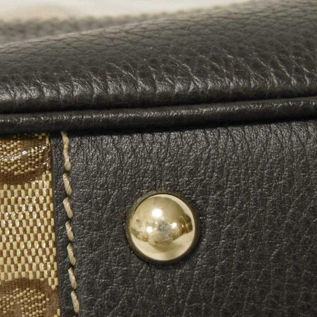 Gucci Beige Brown Gg Crystal Canvas Vinyl Coated Canvas Shoulder Bag Tote Bag (Pre-Owned)