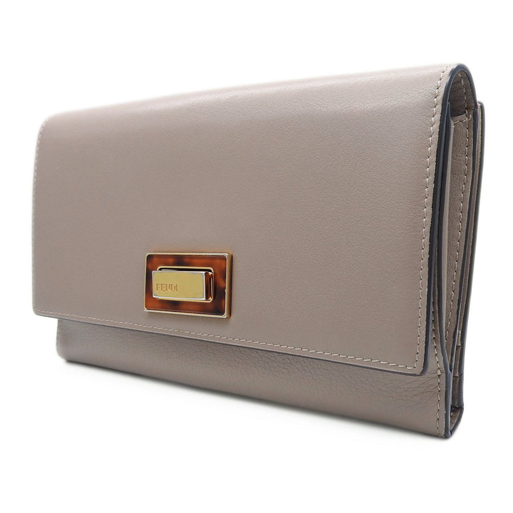 Fendi Beige Grayish Leather Wallet (Bi-Fold) (Pre-Owned)