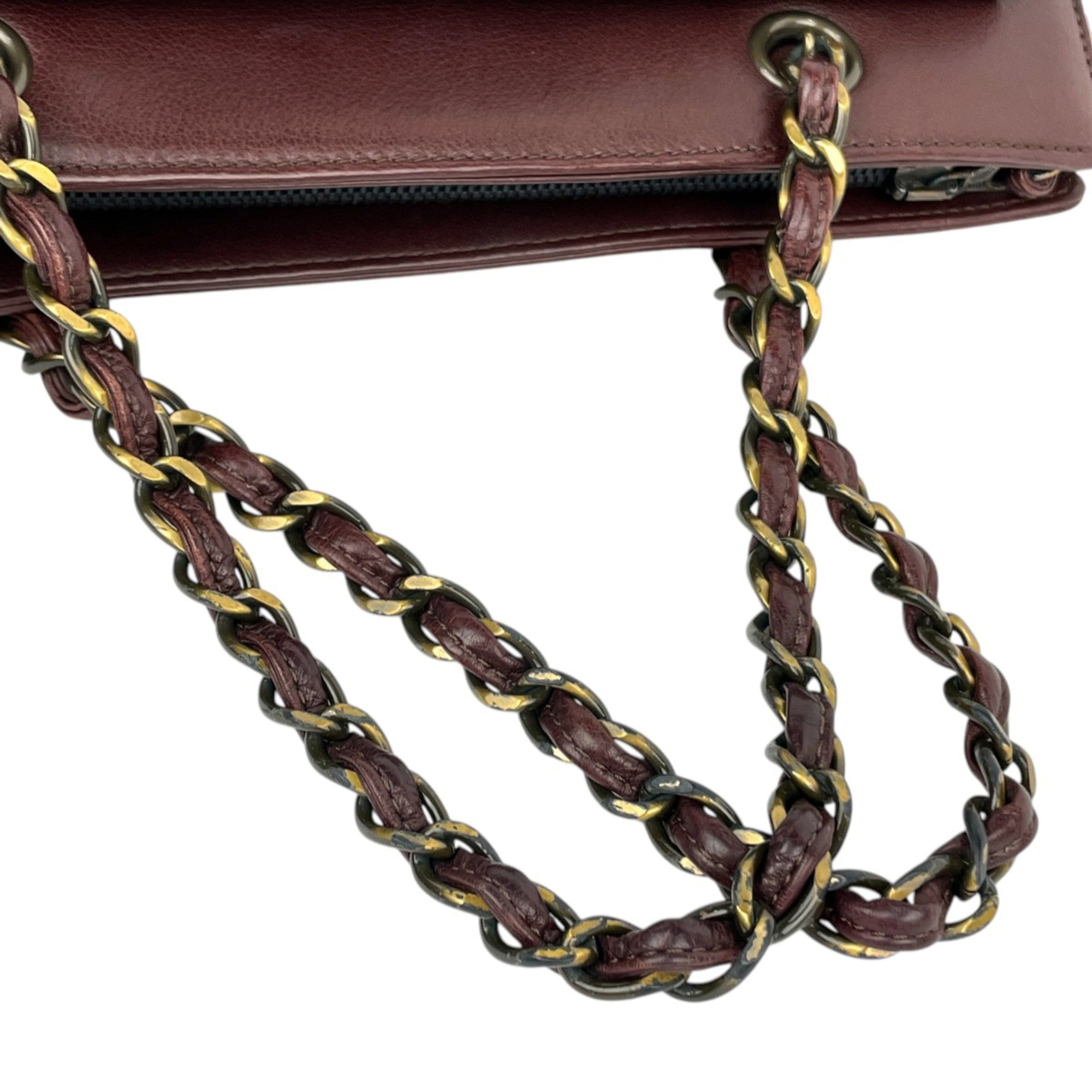 Chanel Brown Leather Handbag Tote Bag (Pre-Owned)