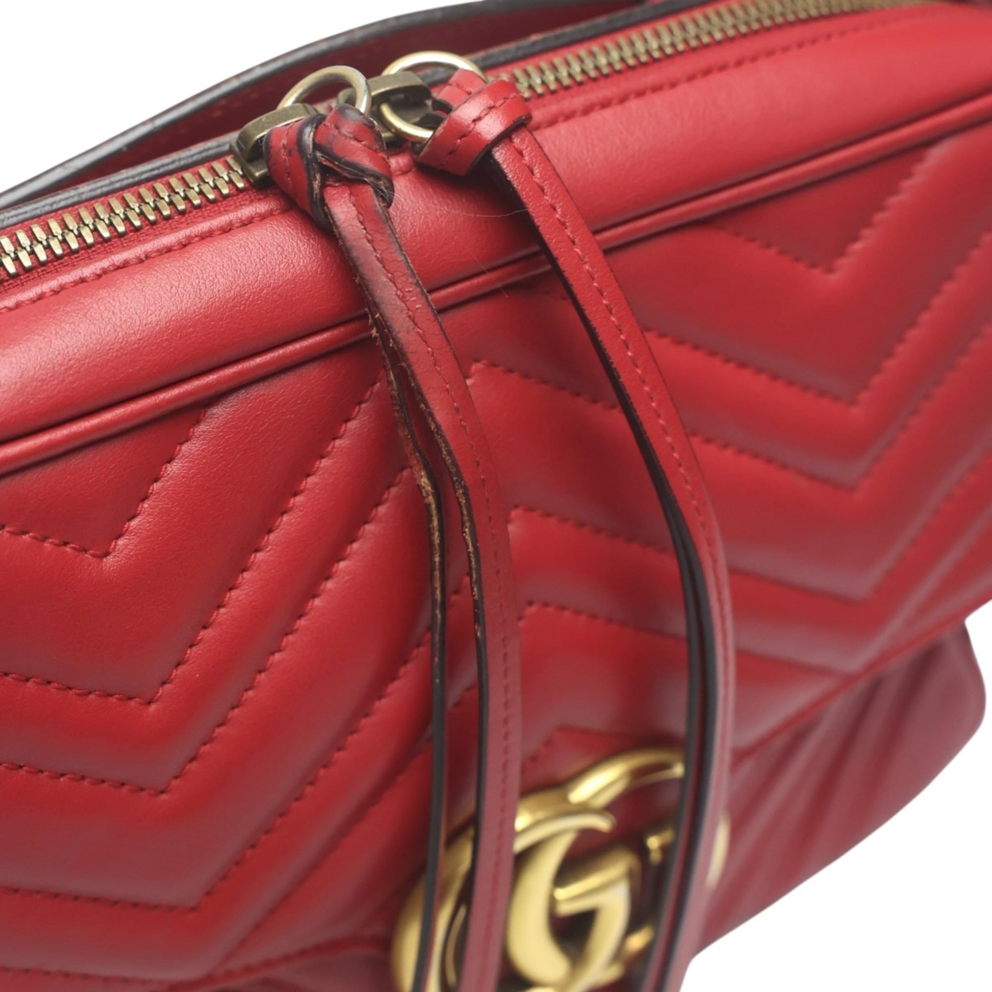 Gucci Red Color Leather Fanny Pack Sling Bag (Pre-Owned)