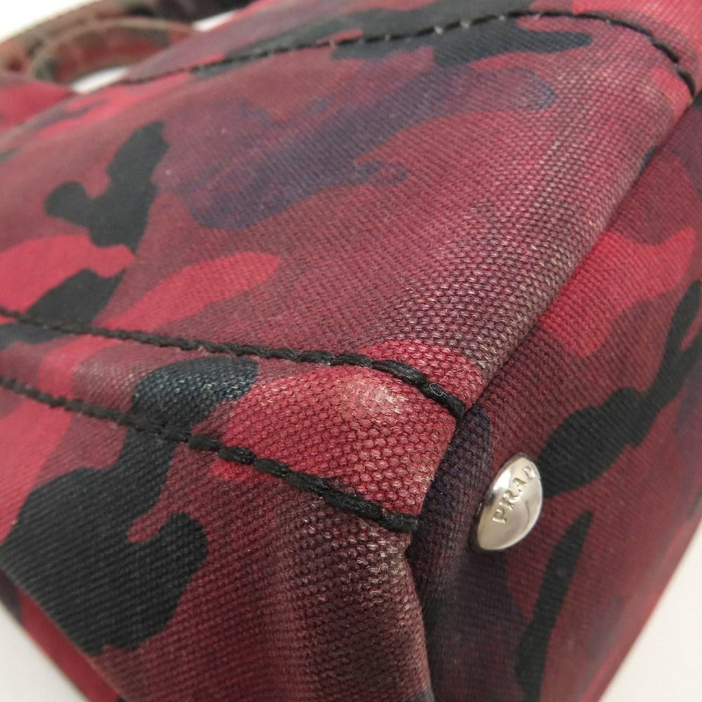 Prada Canapa Red Color Canvas Tote Bag (Pre-Owned)