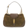 Gucci Brown Ivory Khaki Leather Suede Shoulder Bag (Pre-Owned)
