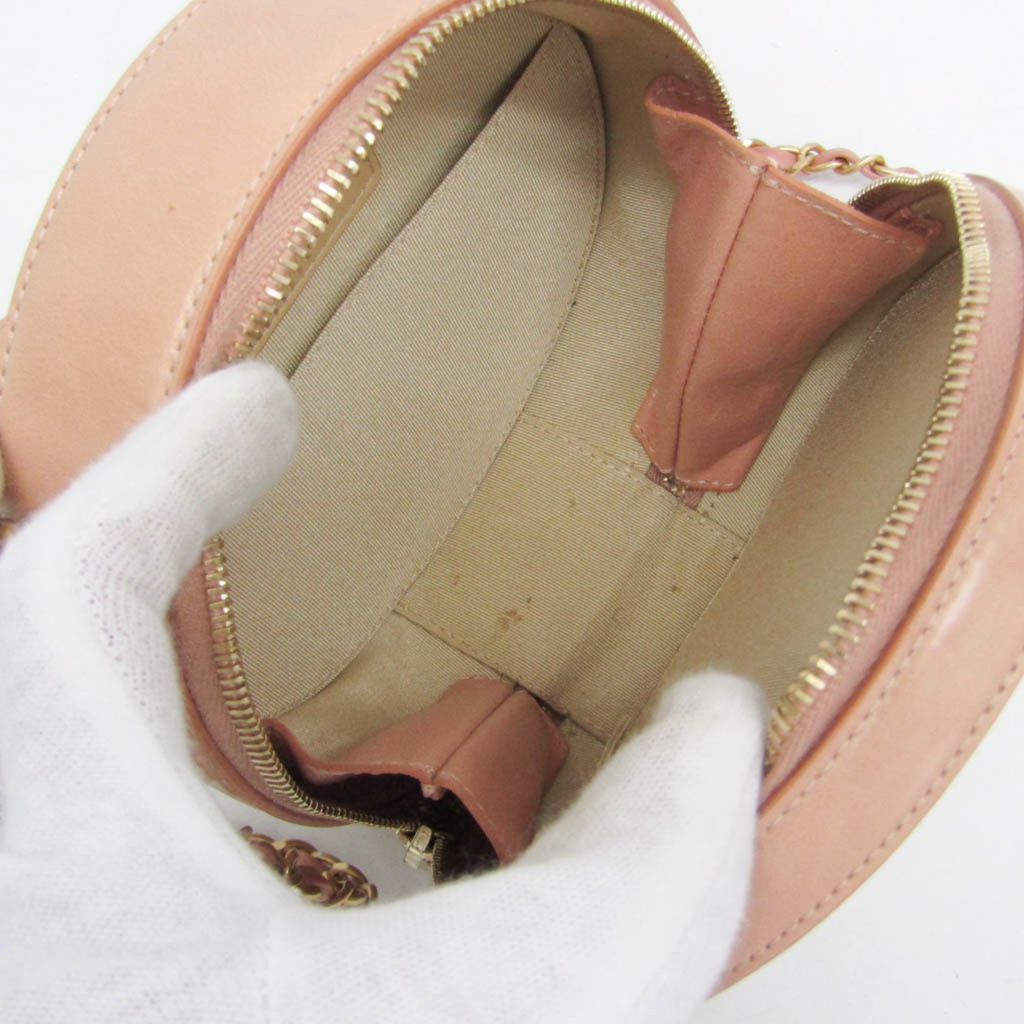 Chanel Round As Earth Crossbody Bag Glazed Calfskin Pink Leather Shoulder Bag Bag (Pre-Owned)