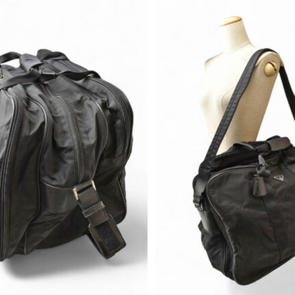 Prada Black Nero Nylon Boston Bag Shoulder Bag (Pre-Owned)