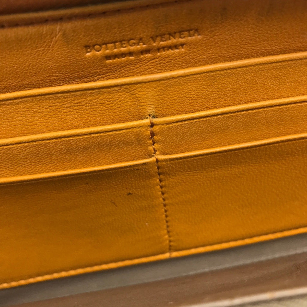 Bottega Veneta Orange Leather Long Wallet (Bi-Fold) (Pre-Owned)