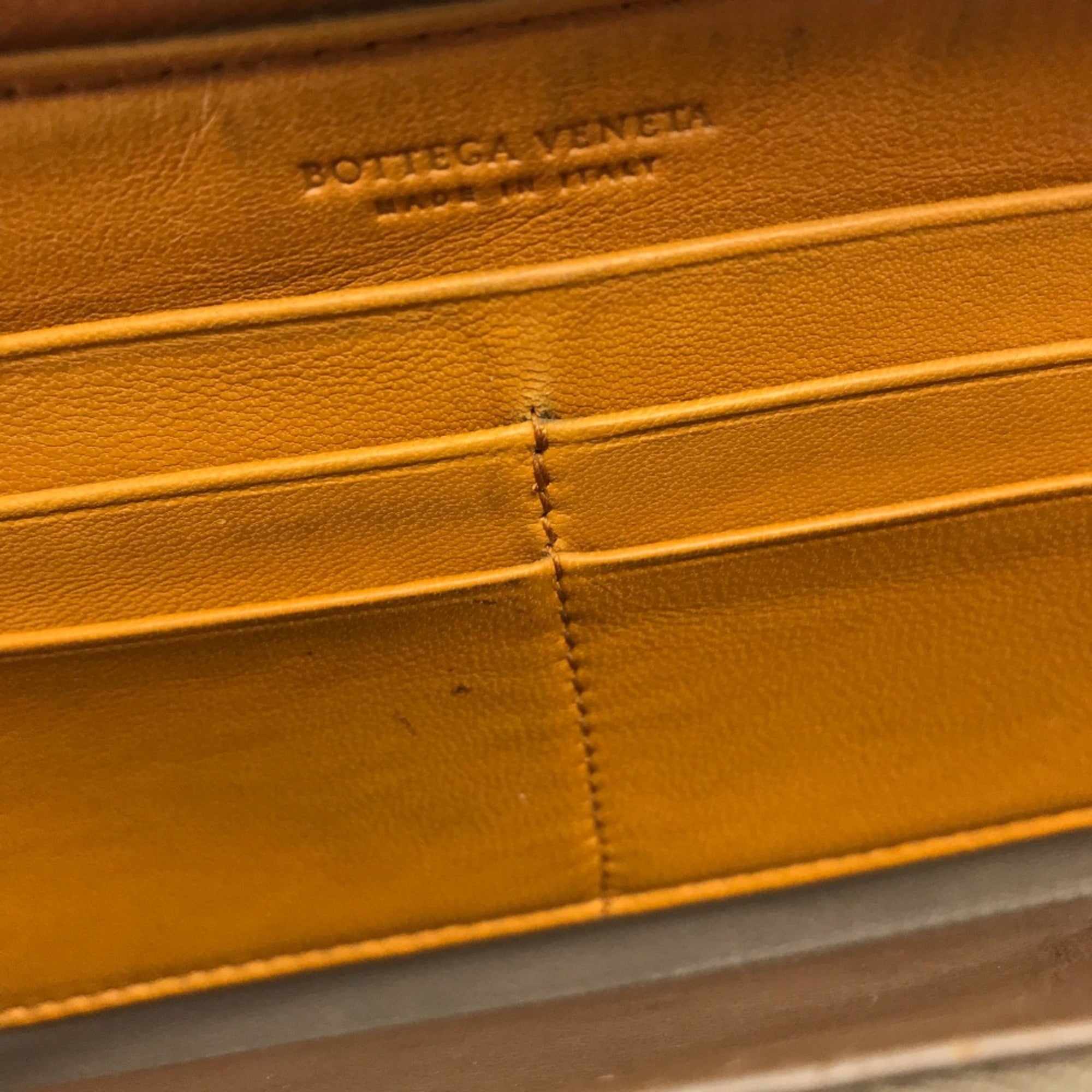 Bottega Veneta Orange Leather Long Wallet (Bi-Fold) (Pre-Owned)