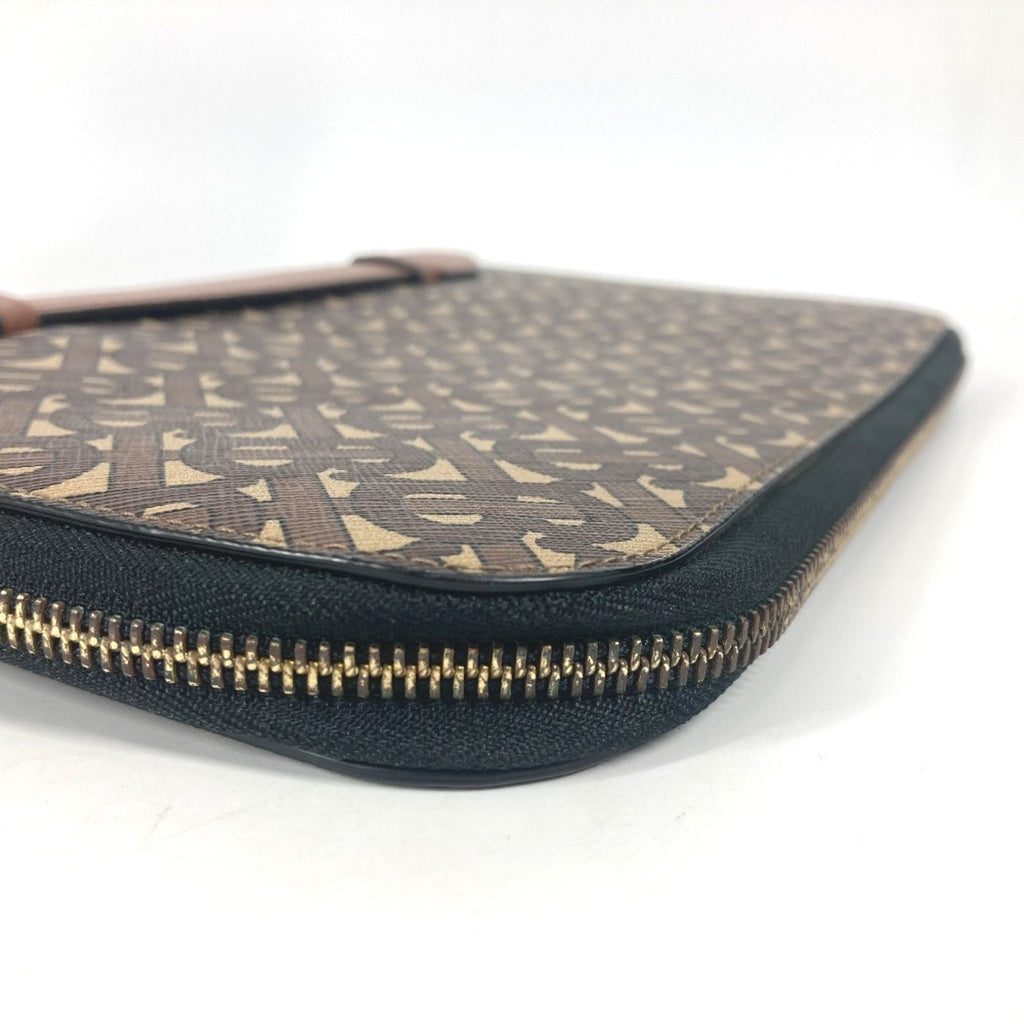 Burberry Brown Leather Canvas Clutch Bag Pouch (Pre-Owned)