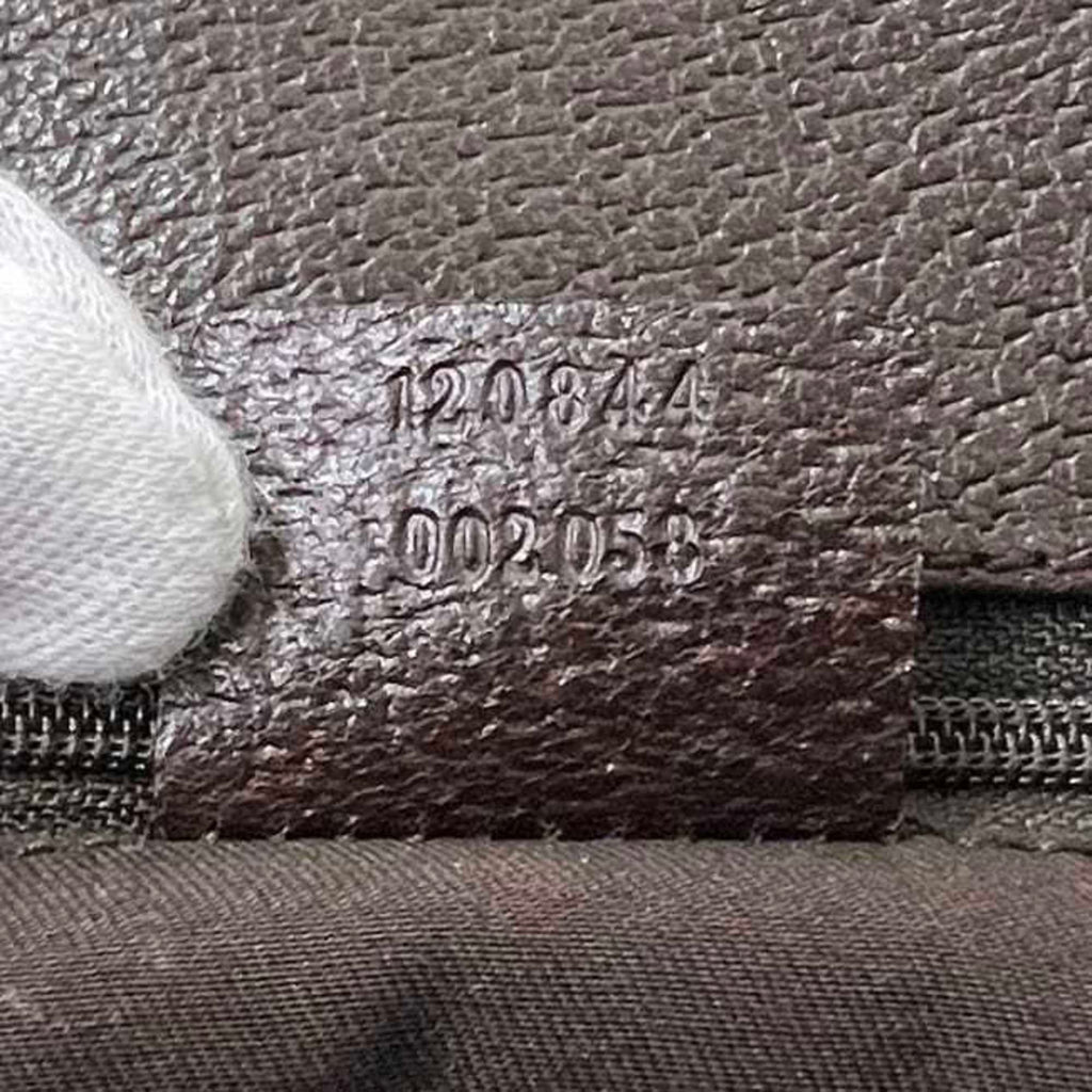 Gucci Beige Brown Canvas Leather Handbag Tote Bag (Pre-Owned)