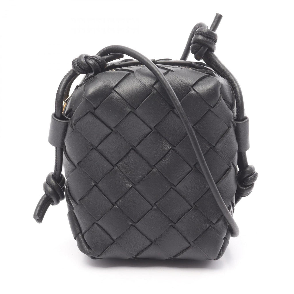 Bottega Veneta Black Leather Handbag Shoulder Bag (Pre-Owned)