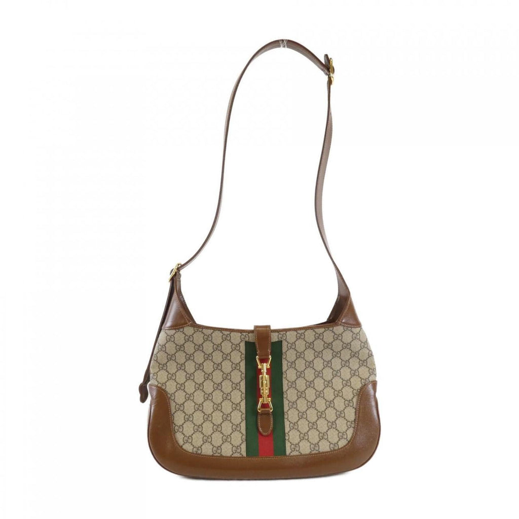 Gucci Beige Brown Gg Supreme Leather Shoulder Bag (Pre-Owned)