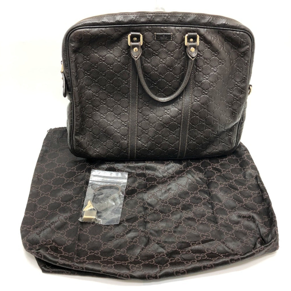 Gucci Brown Leather Briefcase Handbag (Pre-Owned)