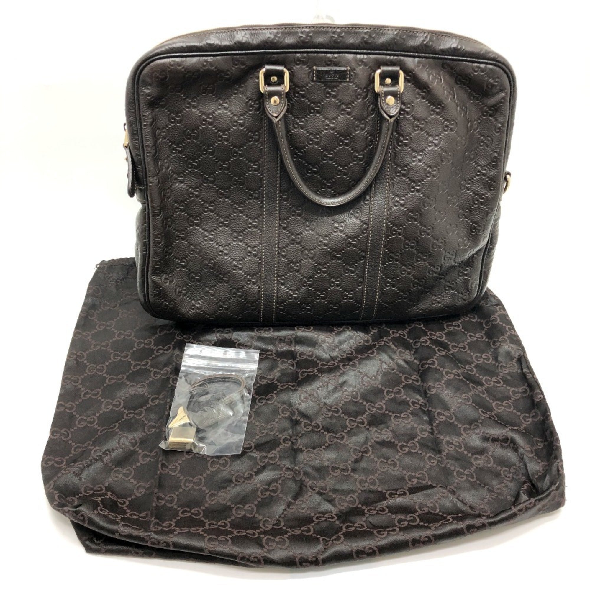 Gucci Brown Leather Briefcase Handbag (Pre-Owned)