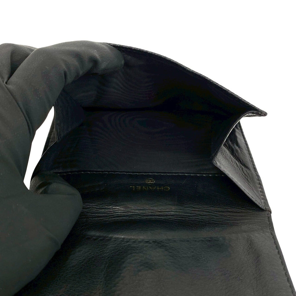 Chanel Black Grained Calfskin Wallet (Bi-Fold) (Pre-Owned)