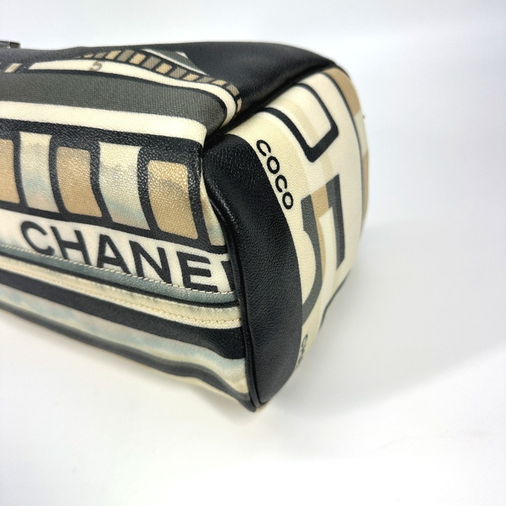 Chanel Black Yellow Pvc Boston Bag Handbag (Pre-Owned)