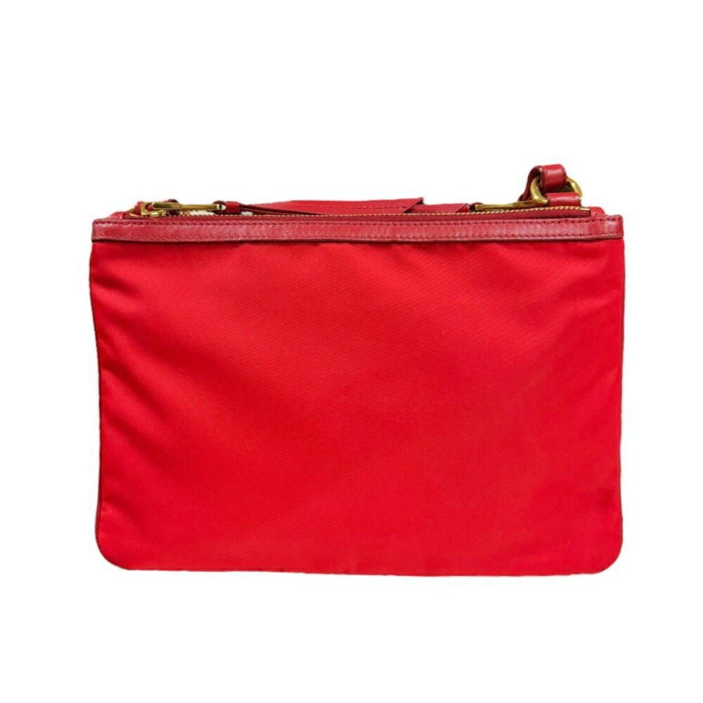 Prada Red Color Nylon Shoulder Bag (Pre-Owned)