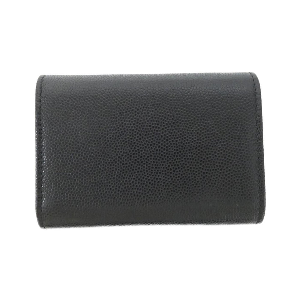 Chanel Black Grained Calfskin Wallet (Tri-Fold) (Pre-Owned)