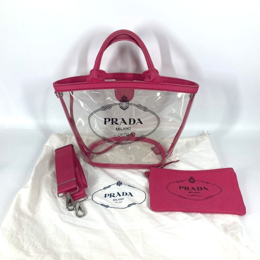 Prada Canapa Pink Vinyl Beach Bag Handbag Shoulder Bag Tote Bag (Pre-Owned)