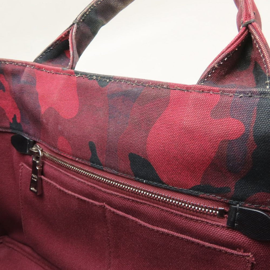Prada Canapa Red Color Canvas Tote Bag (Pre-Owned)