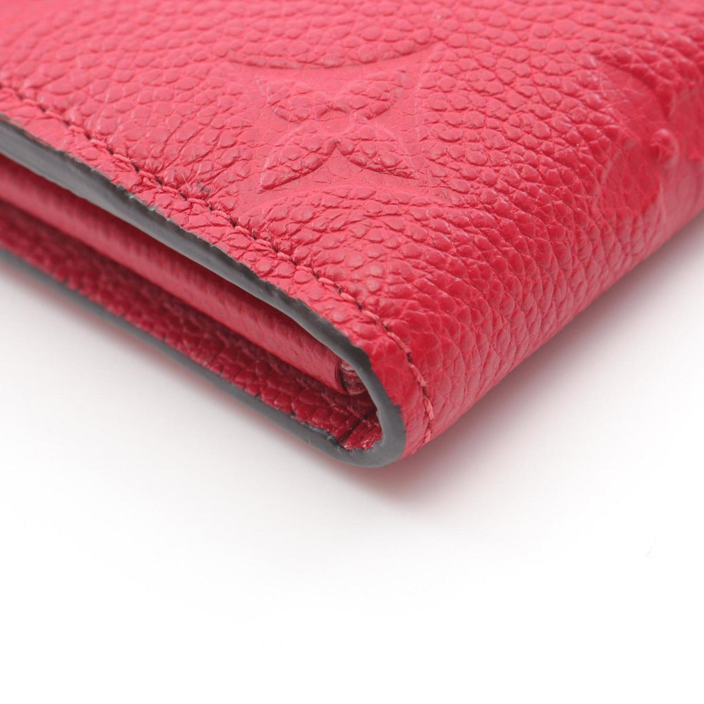 Louis Vuitton Red Color Leather Long Wallet (Bi-Fold) (Pre-Owned)