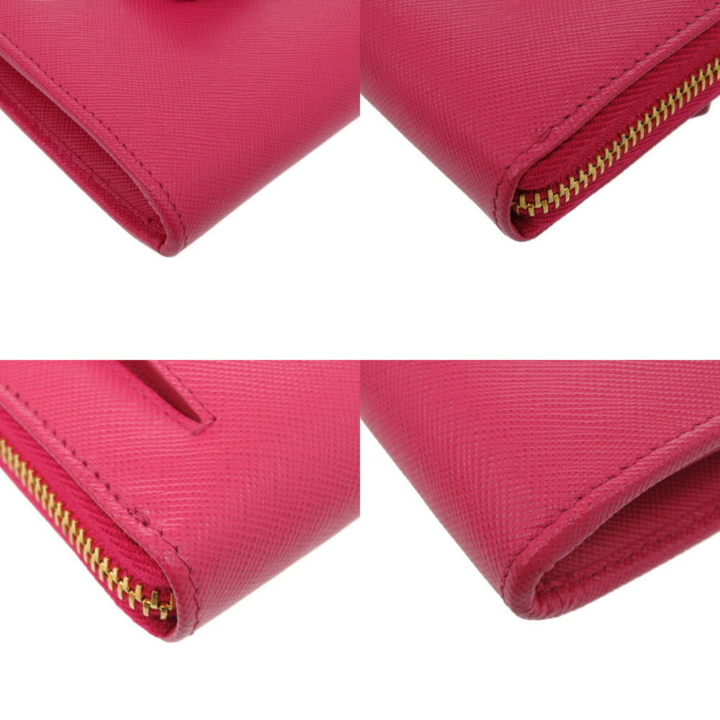 Prada Pink Leather Long Wallet (Bi-Fold) (Pre-Owned)