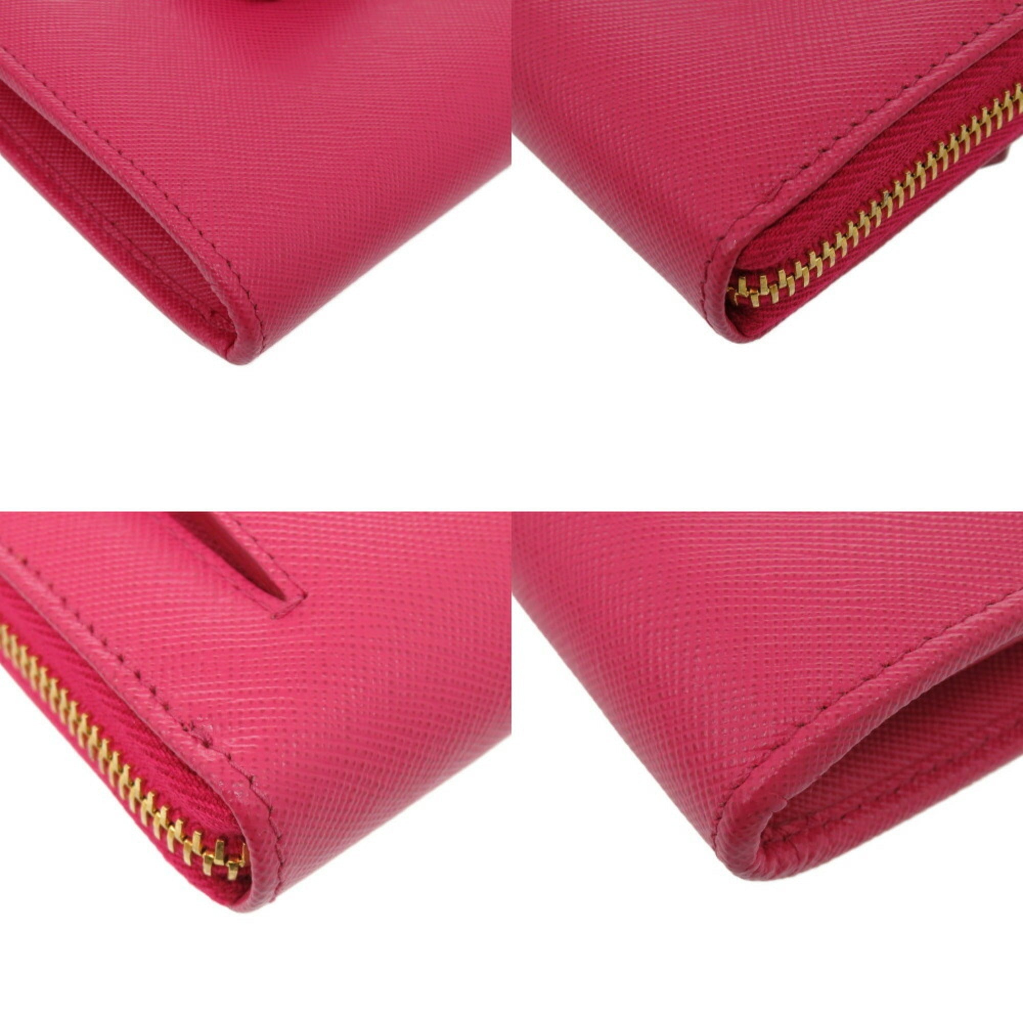 Prada Pink Leather Long Wallet (Bi-Fold) (Pre-Owned)