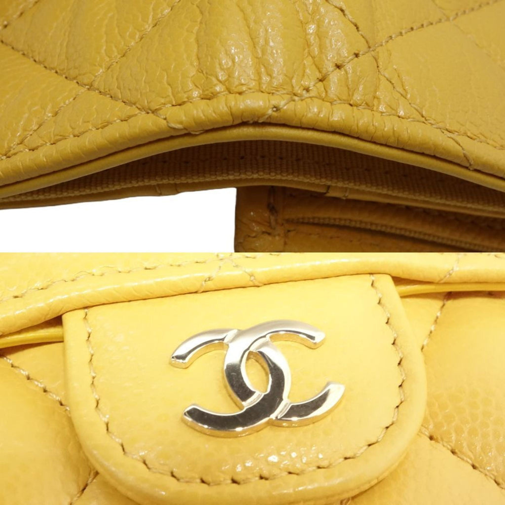 Chanel Yellow Grained Calfskin Wallet (Tri-Fold) (Pre-Owned)