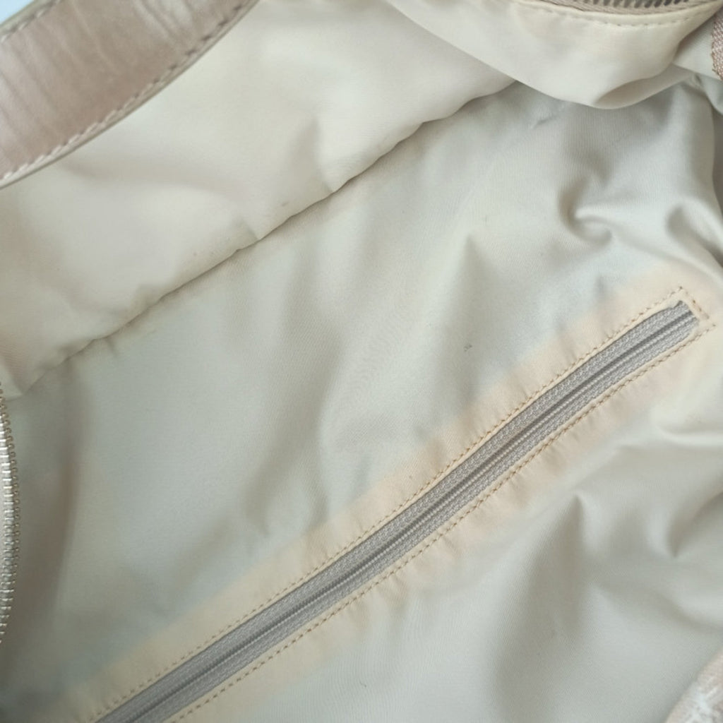 Chanel Beige Canvas Handbag Shoulder Bag Tote Bag (Pre-Owned)