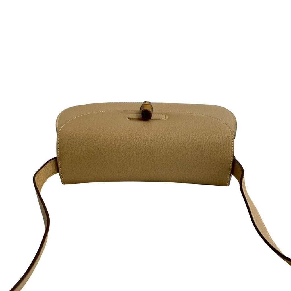 Gucci Beige Leather Bamboo Pochette Shoulder Bag (Pre-Owned)