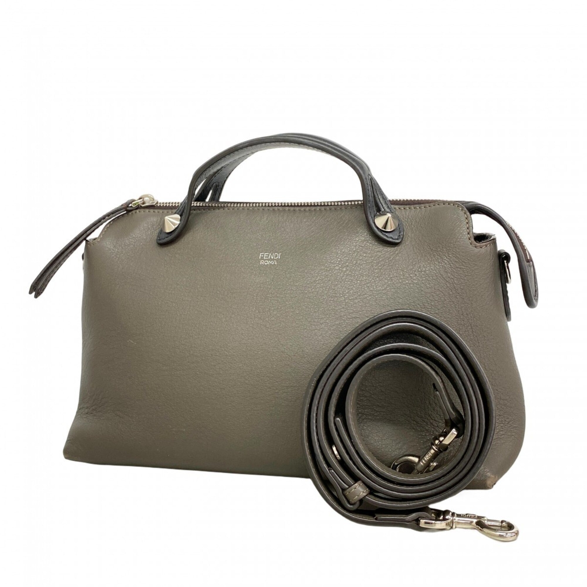 Fendi Gray Leather Handbag (Pre-Owned)