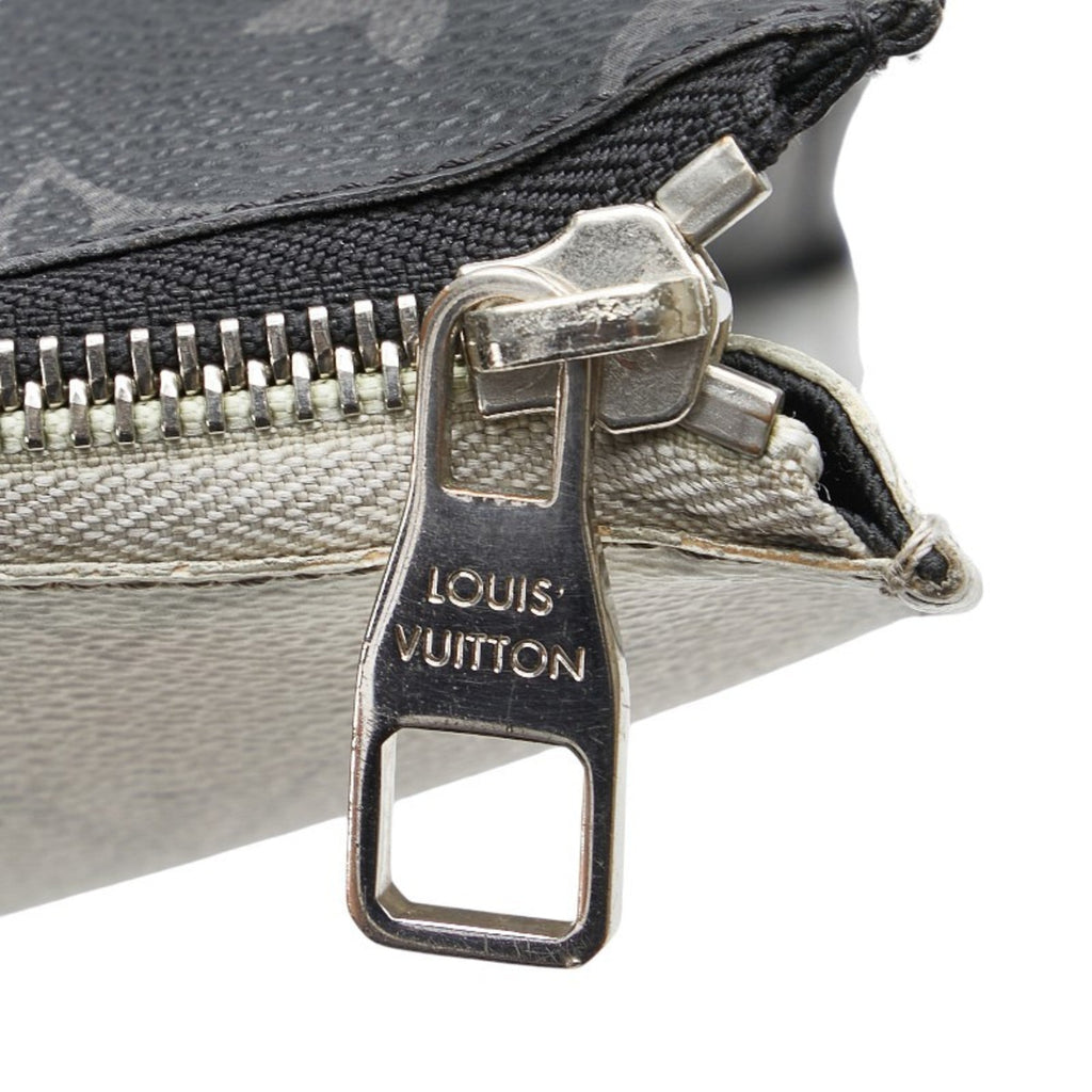 Louis Vuitton Monogram Eclipse Black Monogram Eclipse White Pvc Leather Clutch Bag Pochette (Pre-Owned)