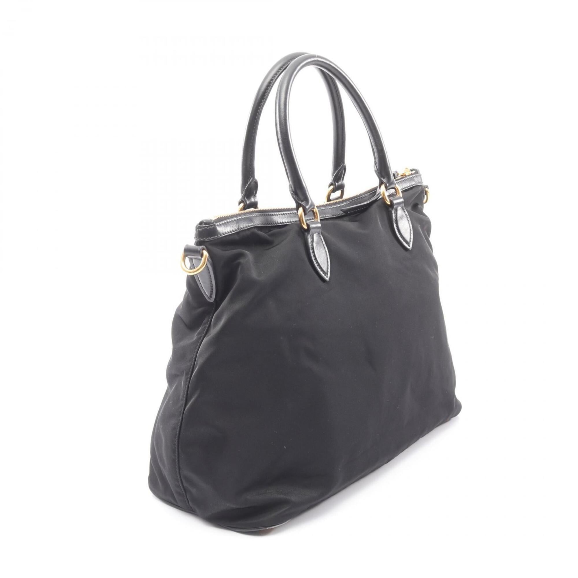 Prada Black Nylon Leather Handbag (Pre-Owned)