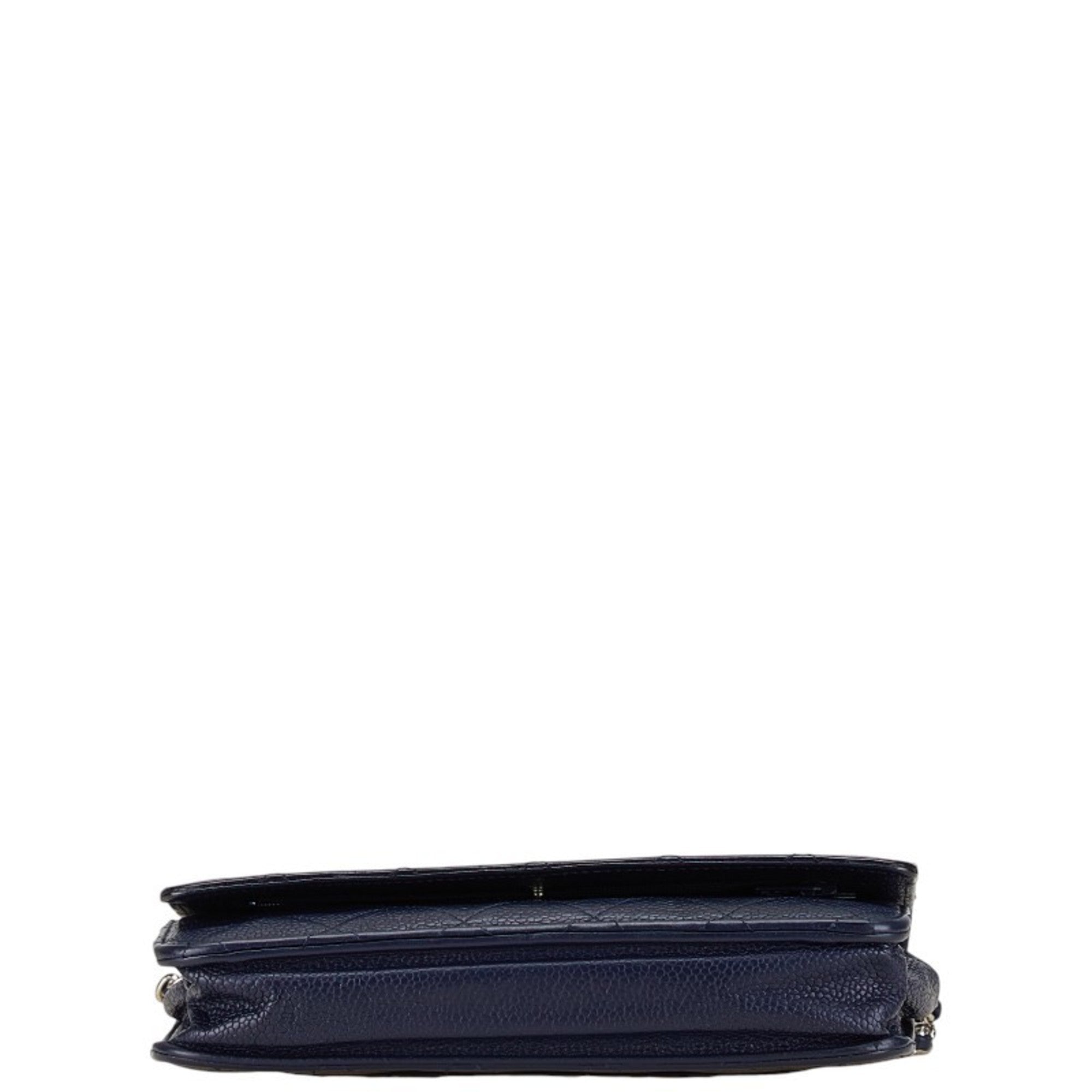 Chanel Navy Grained Calfskin Coin Purse/Coin Case (Pre-Owned)