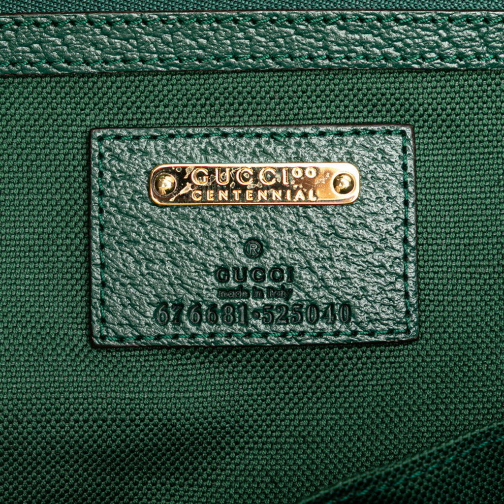 Gucci Ophidia Beige Green Multi-Color Canvas Leather Tote Bag (Pre-Owned)